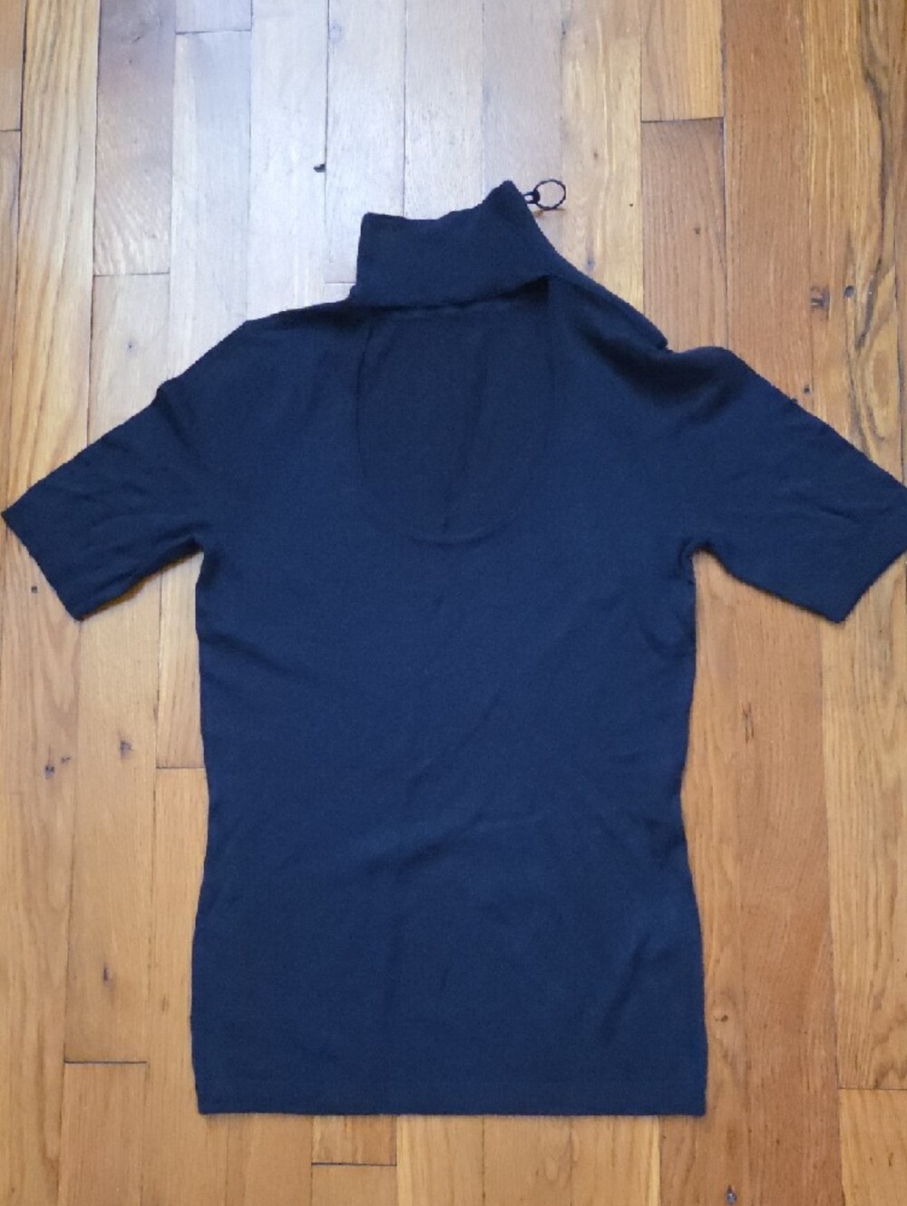 L.A.M.B. Black Short-Sleeve Scoop Neck Tee Cashmere Viscose Blend